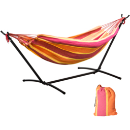 Outsunny Red Stripe Camping Hammock with Stand and Carry Bag - Size: 298 x 117 x 105cm - Multi - Wilko - thumbnail 3