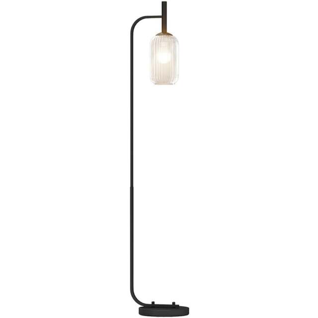 HOMCOM Glass Lampshade Black Floor Lamp with Foot Switch - Size: 24 x 37 x 99cm - Wilko - image 1