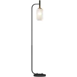 HOMCOM Glass Lampshade Black Floor Lamp with Foot Switch - Size: 24 x 37 x 99cm - Wilko - thumbnail 1