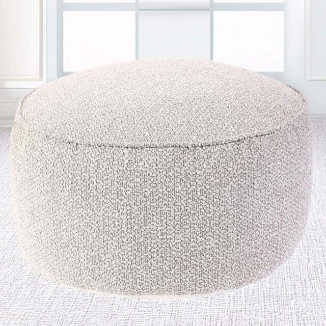 Kaikoo Cream Boucle Round Drum Bean Bag - Grey - Wilko - image 1
