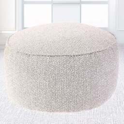 Kaikoo Cream Boucle Round Drum Bean Bag - Grey - Wilko - thumbnail 1