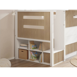 Flair Luca White and Oak Ribbed Mid Sleeper Bed with Chest and Cabinet - Size: 113 x 102 x 245.6cm - Wilko - thumbnail 7