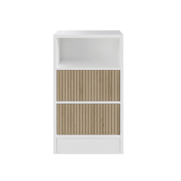 Flair Luca White and Oak Ribbed Mid Sleeper Bed with Chest and Cabinet - Size: 113 x 102 x 245.6cm - Wilko - thumbnail 4