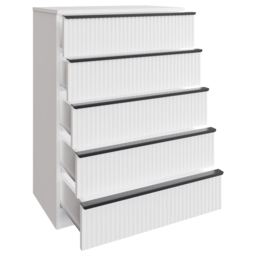 FWStyle Lania 5 Drawer White Scalloped Ripple Effect Chest of Drawers - Wilko - thumbnail 4