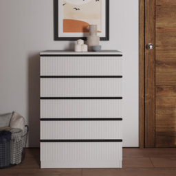 FWStyle Lania 5 Drawer White Scalloped Ripple Effect Chest of Drawers - Wilko - thumbnail 5