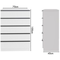 FWStyle Lania 5 Drawer White Scalloped Ripple Effect Chest of Drawers - Wilko - thumbnail 7