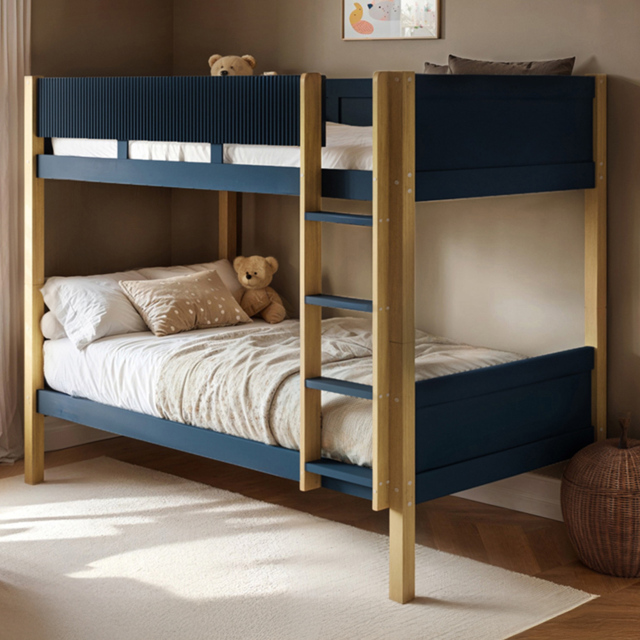 Flair Mateo Navy Ribbed Detachable Bunk Bed - Size: Single - Blue - Wilko - image 1