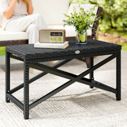 Outsunny Black PE Rattan Plastic Board Garden Coffee Table - Size: 43 x 80 x 40cm - Wilko