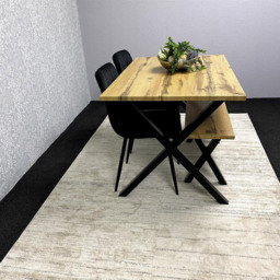 Kosy Koala 4 Seater MDF and Velvet Rectangle Dining Table Set with Bench Black - Brown - Wilko - thumbnail 7