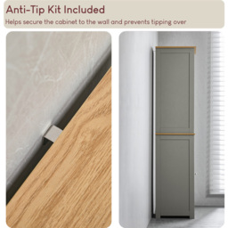 Bath Vida Priano Single Door 3 Shelf Tall Floor Cabinet - Size: 160 x 40 x 38cm - Wilko - thumbnail 7