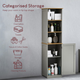 Bath Vida Priano Single Door 3 Shelf Tall Floor Cabinet - Size: 160 x 40 x 38cm - Wilko - thumbnail 6