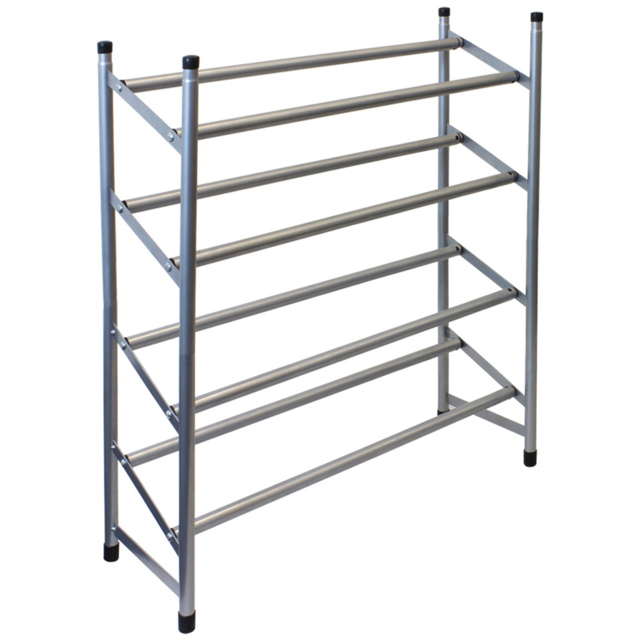 JVL 4 Tier Shoe Rack Grey - Size: 74cm x 225cm 71cm - JVL Homewares - Wilko - image 1