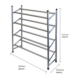 JVL 4 Tier Shoe Rack Grey - Size: 74cm x 225cm 71cm - JVL Homewares - Wilko - thumbnail 5