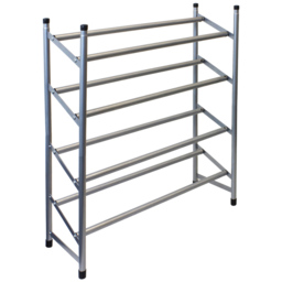 JVL 4 Tier Shoe Rack Grey - Size: 74cm x 225cm 71cm - JVL Homewares - Wilko
