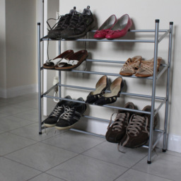JVL 4 Tier Shoe Rack Grey - Size: 74cm x 225cm 71cm - JVL Homewares - Wilko - thumbnail 3
