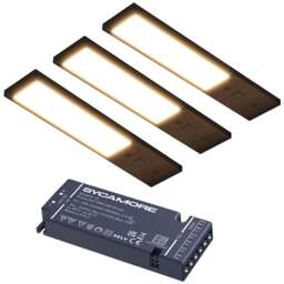 Sorrelis Elvan TriGlow Black Rectangle Slim 3 Cabinet Light Kit - Size: 0.68 x 4 x 20cm - Wilko