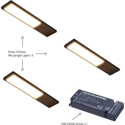 Sorrelis Elvan TriGlow Black Rectangle Slim 3 Cabinet Light Kit - Size: 0.68 x 4 x 20cm - Wilko - thumbnail 4