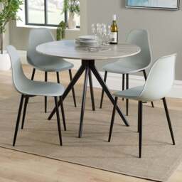 Core Products Aspen 4 Seater Round Dining Set Grey Oak and Grey - Multi - Wilko