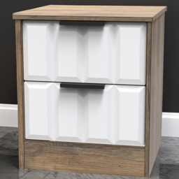 Crowndale New York 2 Drawer White Matt and Vintage Oak Bedside Cabinet Ready Assembled - Wilko - thumbnail 1