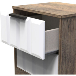 Crowndale New York 2 Drawer White Matt and Vintage Oak Bedside Cabinet Ready Assembled - Wilko - thumbnail 7