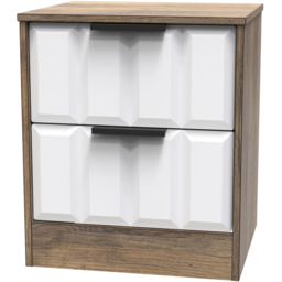 Crowndale New York 2 Drawer White Matt and Vintage Oak Bedside Cabinet Ready Assembled - Wilko - thumbnail 3
