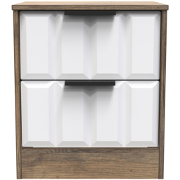 Crowndale New York 2 Drawer White Matt and Vintage Oak Bedside Cabinet Ready Assembled - Wilko - thumbnail 4