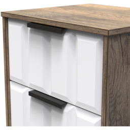 Crowndale New York 2 Drawer White Matt and Vintage Oak Bedside Cabinet Ready Assembled - Wilko - thumbnail 6