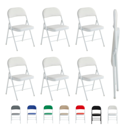 Set of 6 White Padded Folding Metal Dining Chairs - MCC - Wilko - thumbnail 3