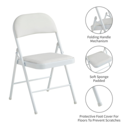 Set of 6 White Padded Folding Metal Dining Chairs - MCC - Wilko - thumbnail 7