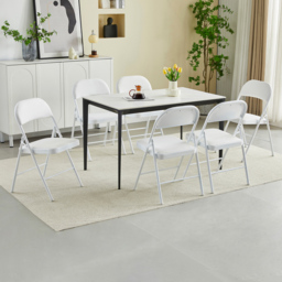 Set of 6 White Padded Folding Metal Dining Chairs - MCC - Wilko - thumbnail 6
