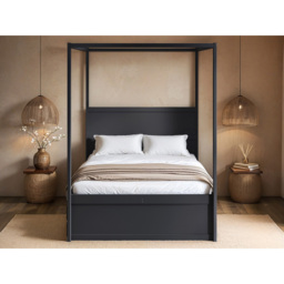 Flair Maddy 3 Drawer 4 Poster Double Bed Frame with Trundle - Black - Wilko - thumbnail 5