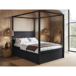Flair Maddy 3 Drawer 4 Poster Double Bed Frame with Trundle - Black - Wilko - thumbnail 7
