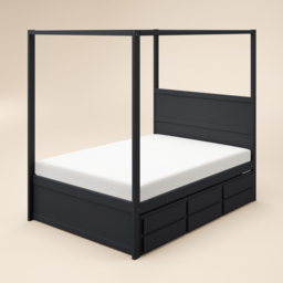 Flair Maddy 3 Drawer 4 Poster Double Bed Frame with Trundle - Black - Wilko - thumbnail 3