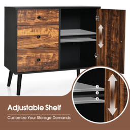 Costway Single Door 3 Drawer Rustic Brown Storage Cabinet - Size: 86.4 x 50.8 x 25.4cm - Wilko - thumbnail 6