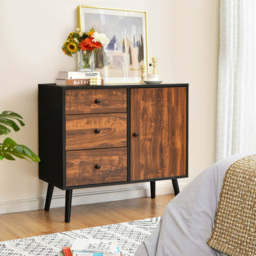 Costway Single Door 3 Drawer Rustic Brown Storage Cabinet - Size: 86.4 x 50.8 x 25.4cm - Wilko - thumbnail 4