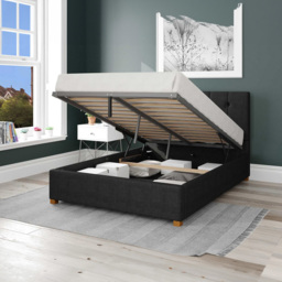Aspire Hepburn King Size Ebony Malham Weave Ottoman Bed - Brown - Aspire Beds - Wilko - thumbnail 3
