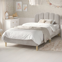 Flair Scallop Single Beige Velvet Bed Frame - Cream - Wilko - thumbnail 1