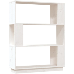 vidaXL 3 Shelf White Solid Pine Wood Bookcase - Size: 101 x 80 x 25cm - Wilko - thumbnail 3