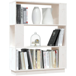 vidaXL 3 Shelf White Solid Pine Wood Bookcase - Size: 101 x 80 x 25cm - Wilko - thumbnail 5