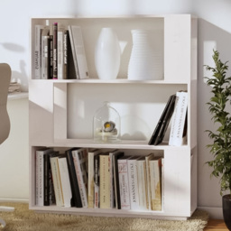 vidaXL 3 Shelf White Solid Pine Wood Bookcase - Size: 101 x 80 x 25cm - Wilko