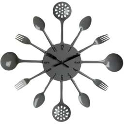 Premier Housewares Grey Cutlery Wall Clock 33cm - Size: 33 x 4 x 33cm - Wilko - thumbnail 1