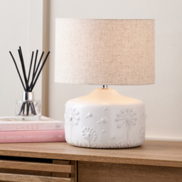 Pacific Lifestyle Flora White Floral Ceramic Small Table Lamp - Wilko - thumbnail 3