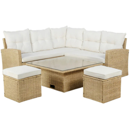 HGD St. Tropez 6 Seater Natural and White Garden Corner Sofa with Rising Table - Wilko - thumbnail 3