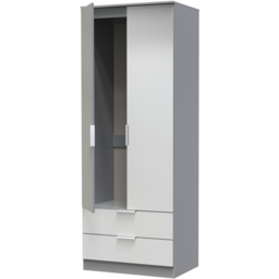 Crowndale Plymouth 2 Door 2 Drawer Uniform Grey and Dusk Grey Tall Wardrobe Ready Assembled - Size: 2 Door, 2 Drawer - Wilko - thumbnail 6