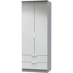 Crowndale Plymouth 2 Door 2 Drawer Uniform Grey and Dusk Grey Tall Wardrobe Ready Assembled - Size: 2 Door, 2 Drawer - Wilko - thumbnail 3