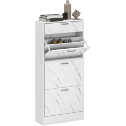 HOMCOM 4 Drawer Black Shoe Cabinet - Size: 135.0 cm x 24.0 cm x 62.0 cmcm - White - Wilko - thumbnail 3