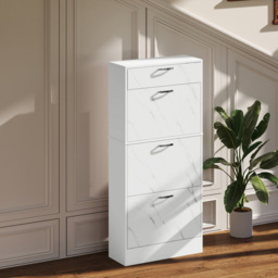 HOMCOM 4 Drawer Black Shoe Cabinet - Size: 135.0 cm x 24.0 cm x 62.0 cmcm - White - Wilko - thumbnail 5
