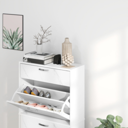 HOMCOM 4 Drawer Black Shoe Cabinet - Size: 135.0 cm x 24.0 cm x 62.0 cmcm - White - Wilko - thumbnail 6