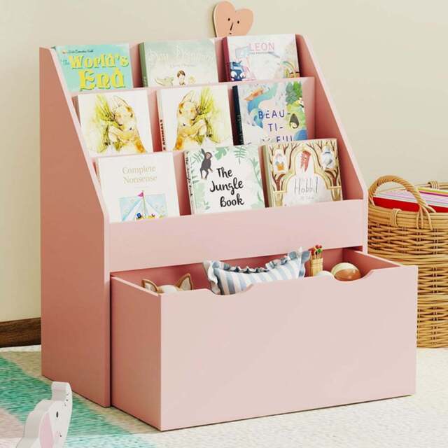 AIYAPLAY 3 Shelf Single Drawer Pink Kids Bookcase - Wilko - image 1