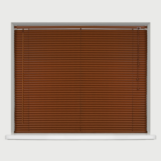 Caecus Wood Grain Effect PVC Venetian Blind Dark Oak 165 x 150cm - Brown - Wilko - image 1